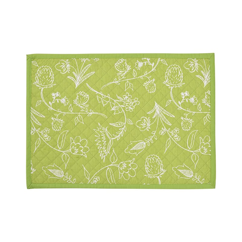 Homesmart Set of 6 Green Floral Pattern 100% Cotton Quilted Placement