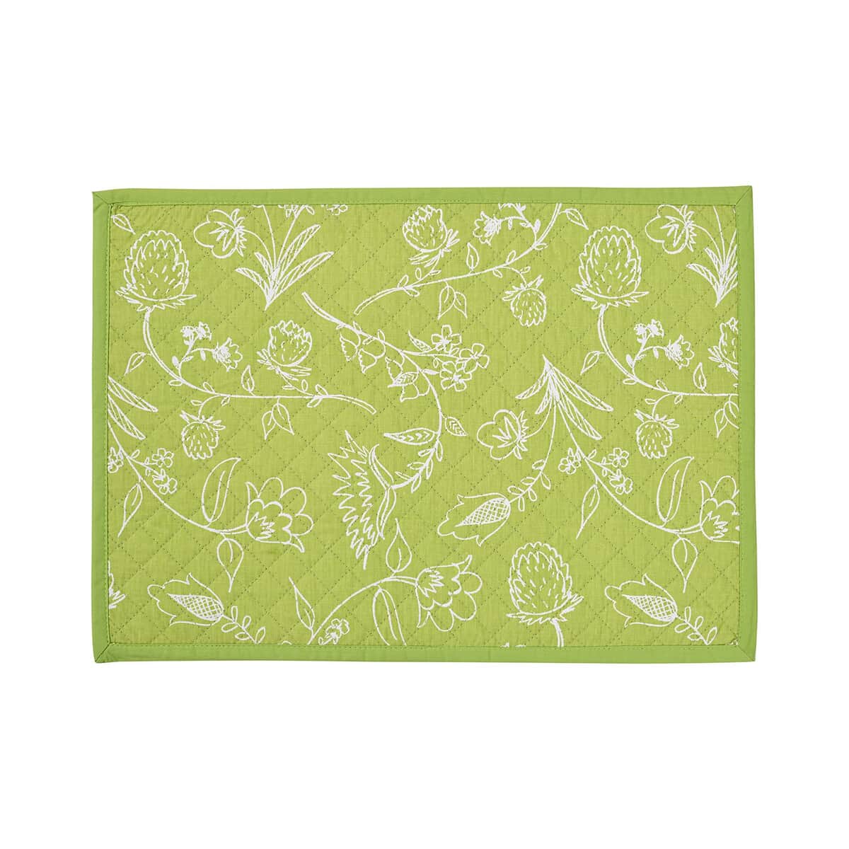 HOMESMART Set of 6 Green Floral Pattern 100% Cotton Quilted Placement (13"x18") image number 6
