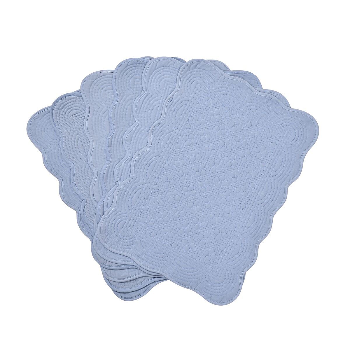 Homesmart Set of 6 Blue 100% Cotton Quilted Placement image number 0