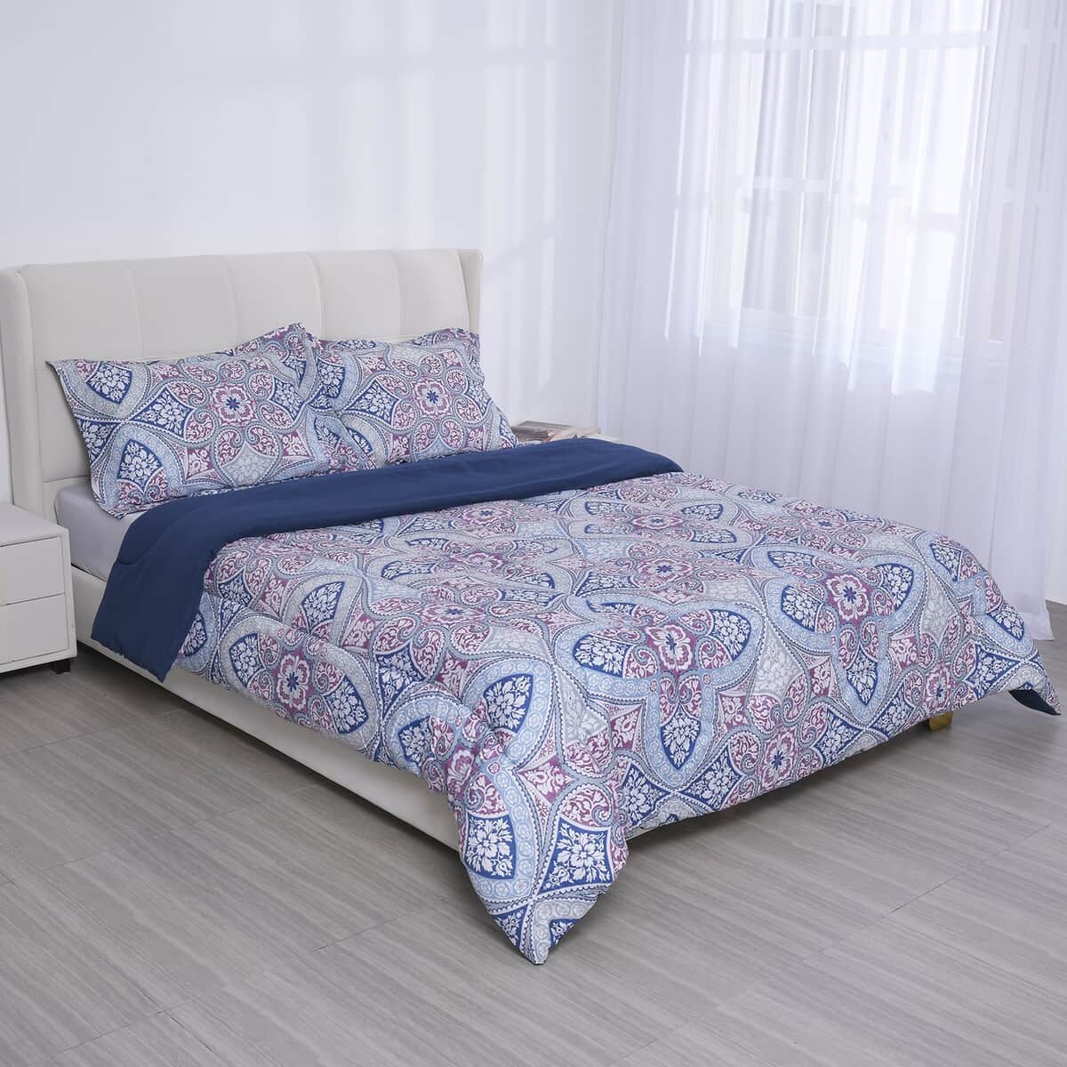 Homesmart Blue 3D Printed Microfiber 3pcs Comforter Set - Queen image number 0