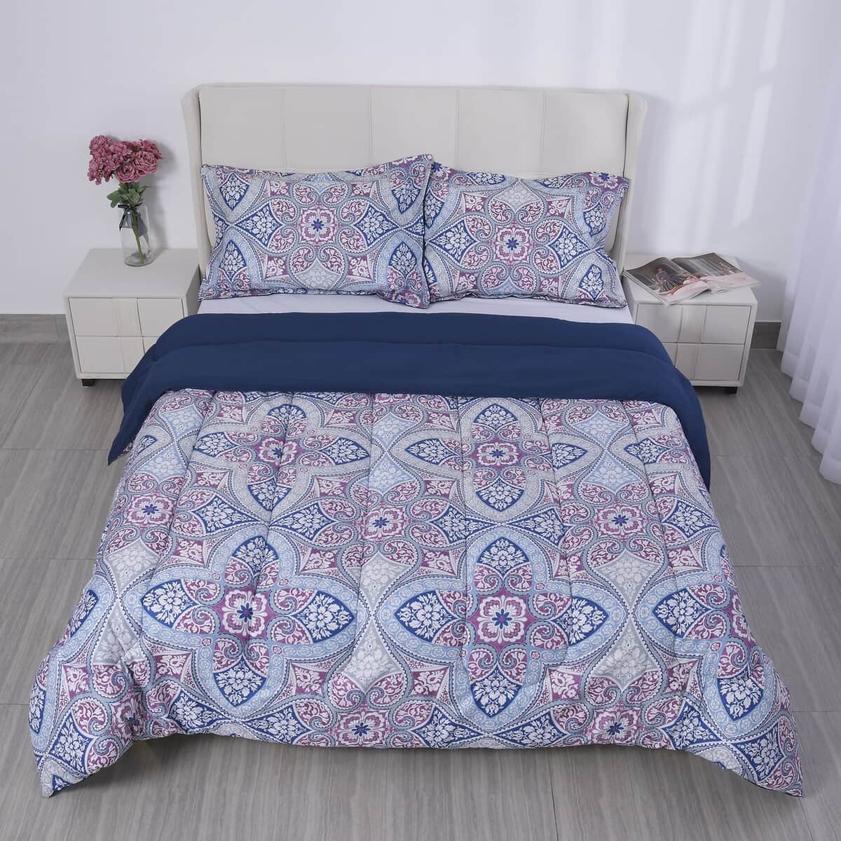 Homesmart Blue 3D Printed Microfiber 3pcs Comforter Set - Queen image number 2