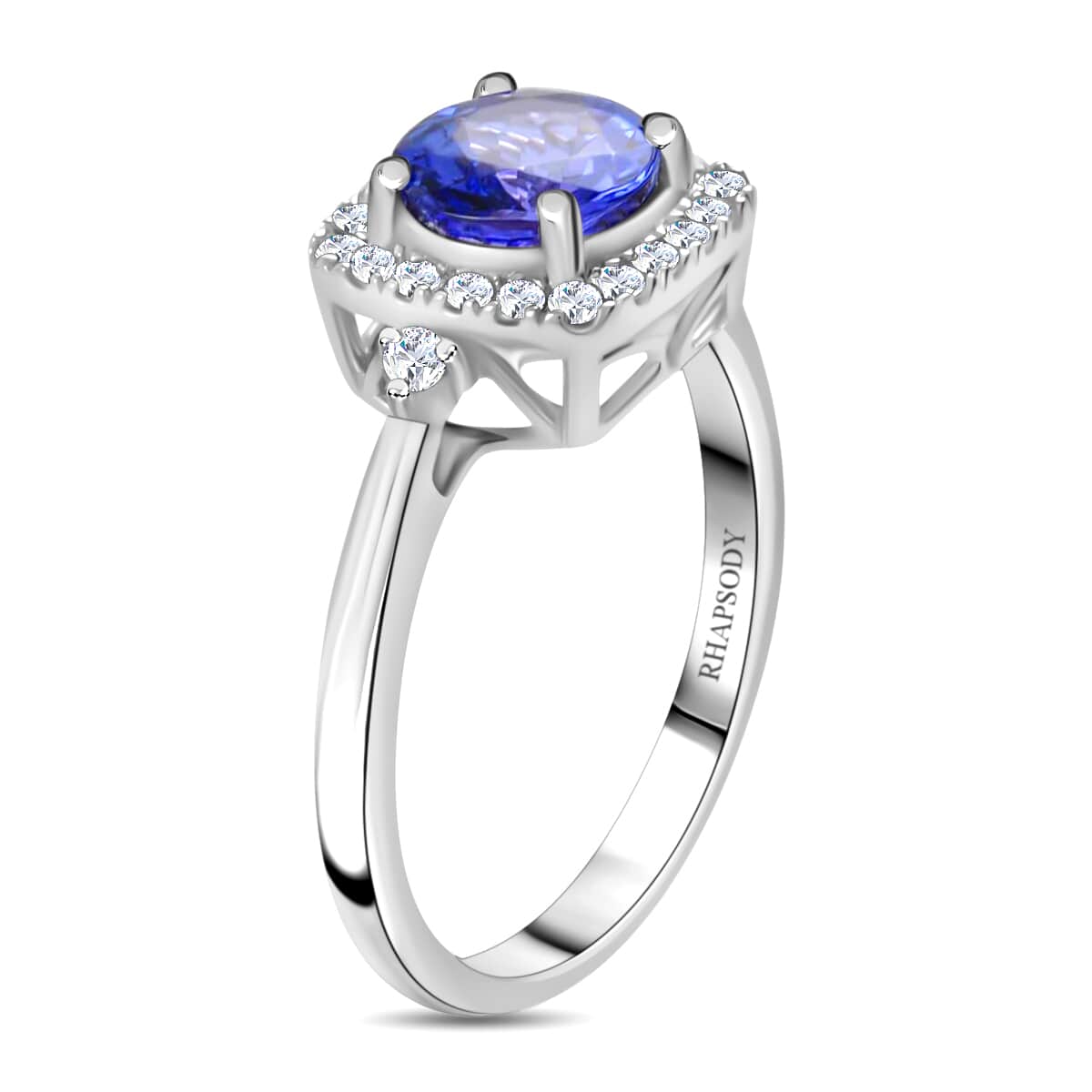 Certified Rhapsody 950 Platinum AAAA Tanzanite and E-F VS Diamond Ring (Size 10.0) 5.70 Grams 1.80 ctw image number 2