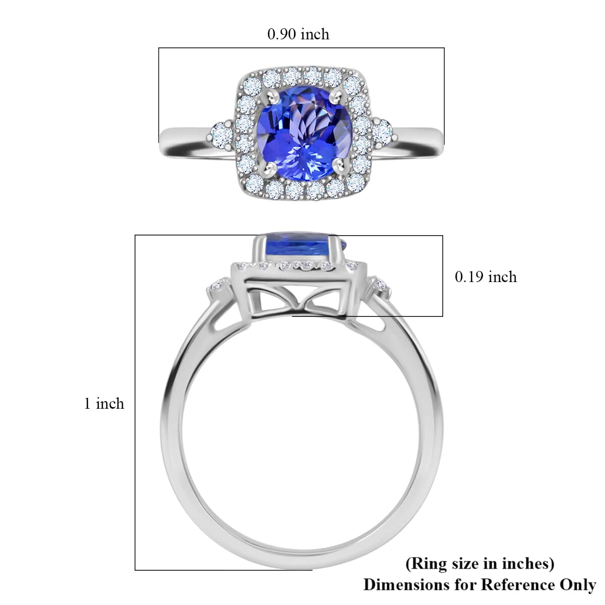 Certified Rhapsody 950 Platinum AAAA Tanzanite and E-F VS Diamond Ring (Size 10.0) 5.70 Grams 1.80 ctw image number 4
