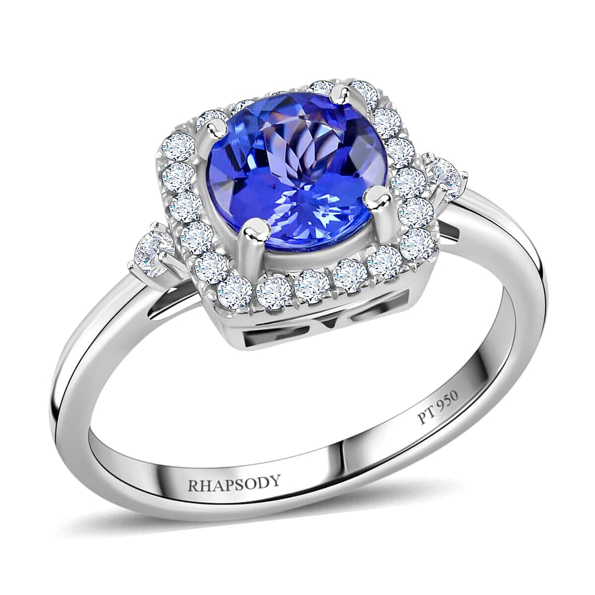 Certified Rhapsody 950 Platinum AAAA Tanzanite and E-F VS Diamond Ring (Size 6.0) 5.70 Grams 1.80 ctw image number 0