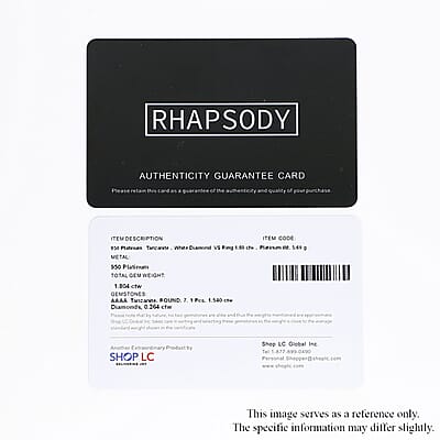 Certified & Appraised Rhapsody 950 Platinum AAAA Tanzanite and E-F VS Diamond Ring (Size 8.0) 5.70 Grams 1.80 ctw