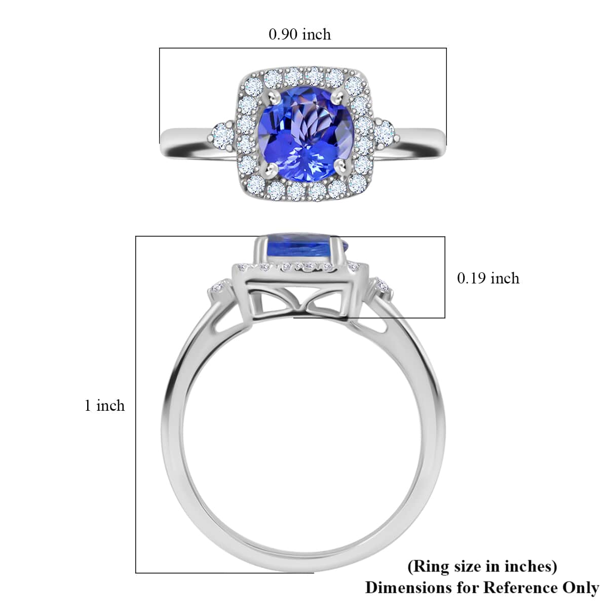 Certified & Appraised Rhapsody 950 Platinum AAAA Tanzanite and E-F VS Diamond Ring (Size 9.0) 5.70 Grams 1.80 ctw image number 4