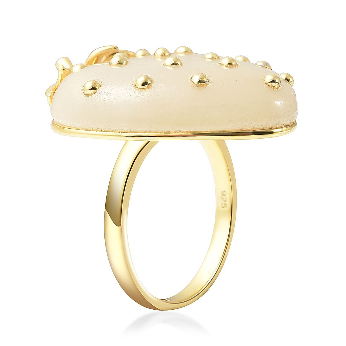 White Jade Strawberry Ring in Vermeil Yellow Gold Over Sterling Silver 38.75 ctw image number 3