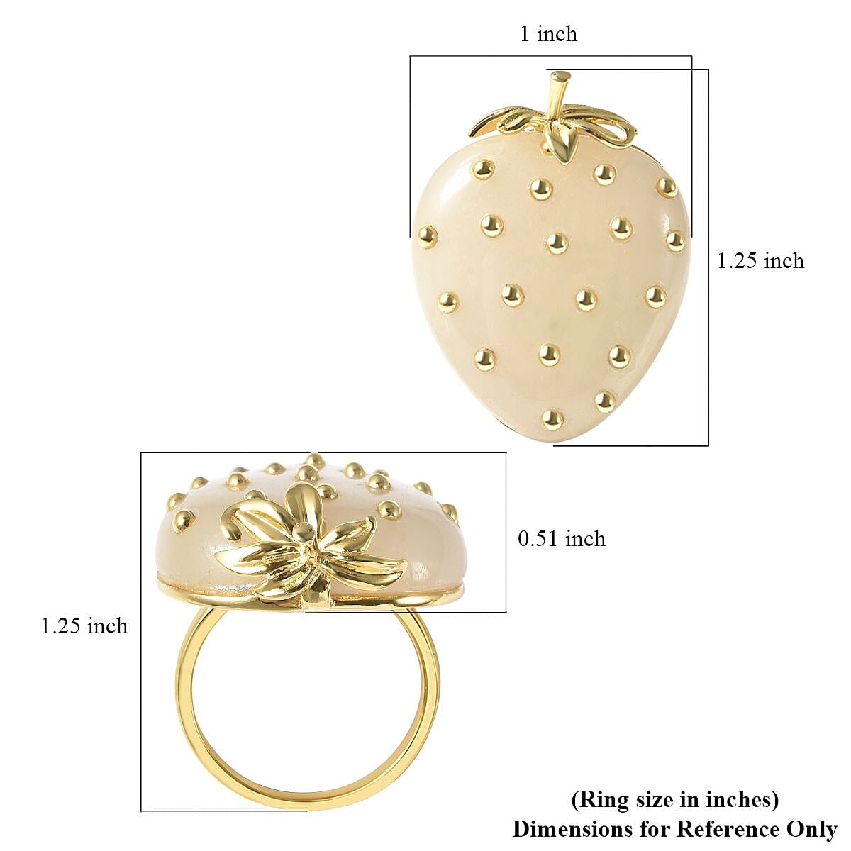White Jade Strawberry Ring in Vermeil Yellow Gold Over Sterling Silver 38.75 ctw image number 5