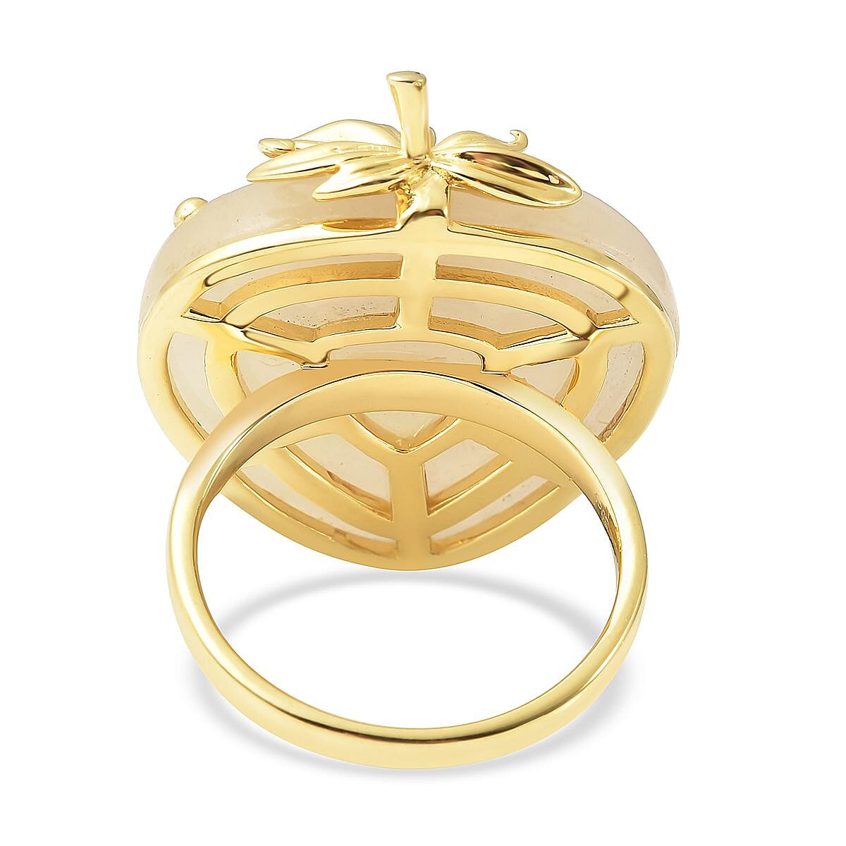 White Jade Strawberry Ring in Vermeil Yellow Gold Over Sterling Silver (Size 6.0) 38.75 ctw image number 4