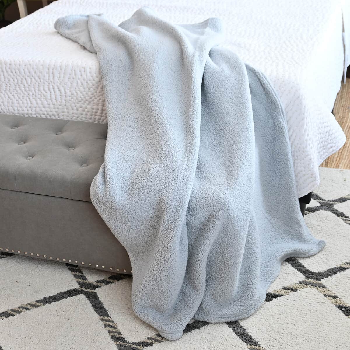 Homesmart Beige Solid Microfiber Sherpa Blanket | Soft Blanket | Bed Throws | Cozy Blanket | Throw Blanket image number 0