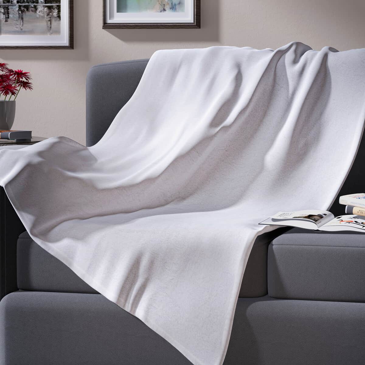 Homesmart Cream Microfiber Sherpa Blanket , Soft Blanket , Bed Throws , Cozy Blanket , Throw Blanket image number 0