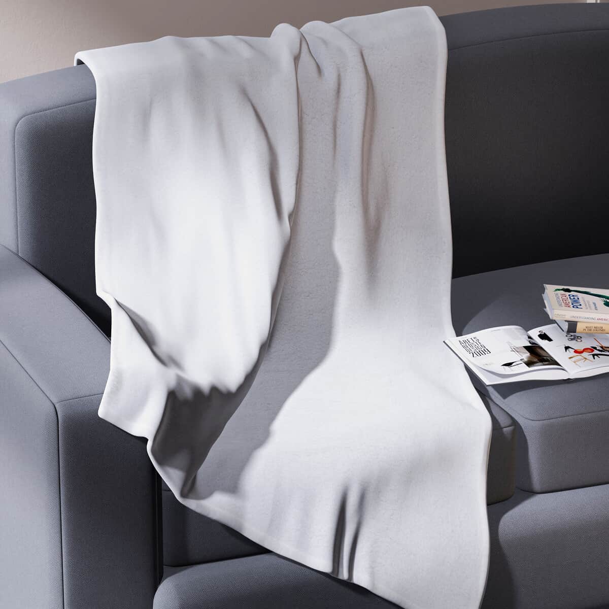 Homesmart Cream Microfiber Sherpa Blanket , Soft Blanket , Bed Throws , Cozy Blanket , Throw Blanket image number 1