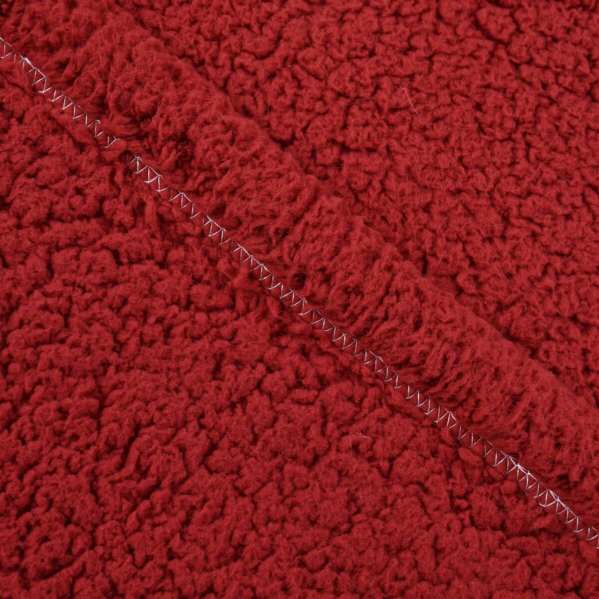 Homesmart Red Solid Microfiber Sherpa Blanket | Soft Blanket | Bed Throws | Cozy Blanket | Throw Blanket image number 2