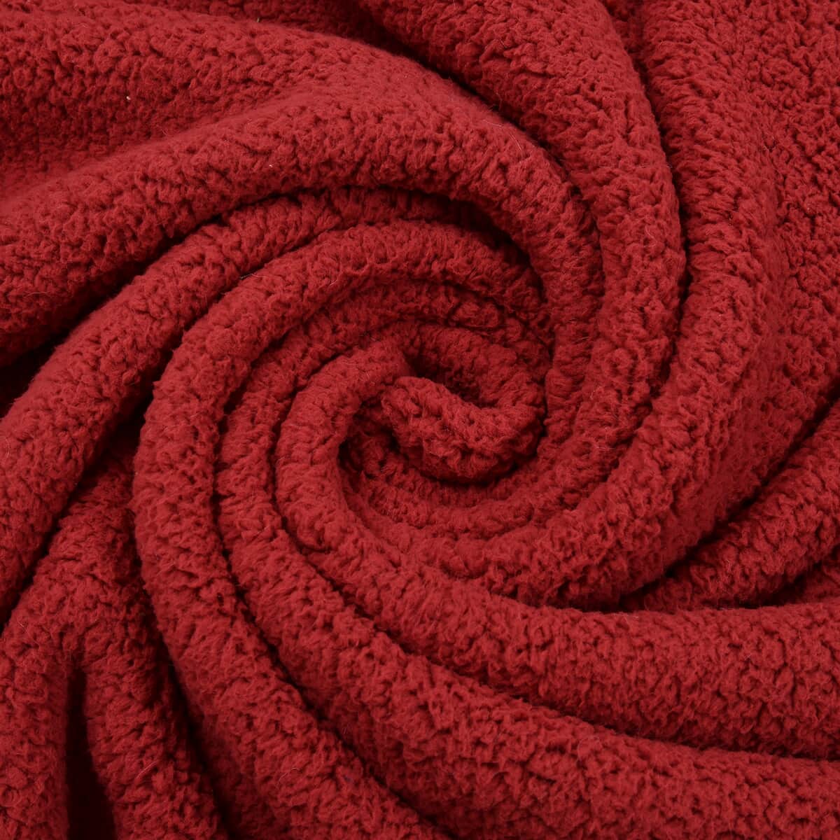 Homesmart Red Solid Microfiber Sherpa Blanket | Soft Blanket | Bed Throws | Cozy Blanket | Throw Blanket image number 3
