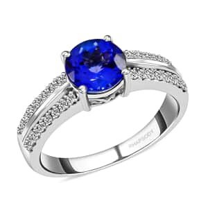 Certified & Appraised Rhapsody 950 Platinum AAAA Tanzanite and E-F VS Diamond Ring (Size 7.0) 5.70 Grams 1.80 ctw