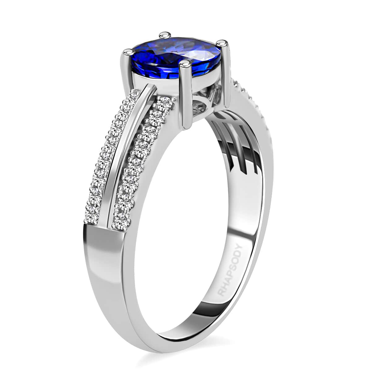 Certified & Appraised Rhapsody 950 Platinum AAAA Tanzanite and E-F VS Diamond Ring (Size 7.0) 5.70 Grams 1.80 ctw image number 2