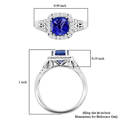 Certified & Appraised Rhapsody AAAA Tanzanite and E-F VS Diamond 2.10 ctw Ring in 950 Platinum (Size 6.0) with Free Tanzanite Book 6.60 Grams
