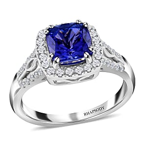 Certified & Appraised Rhapsody AAAA Tanzanite and E-F VS Diamond 2.10 ctw Ring in 950 Platinum (Size 7.0) 6.60 Grams 