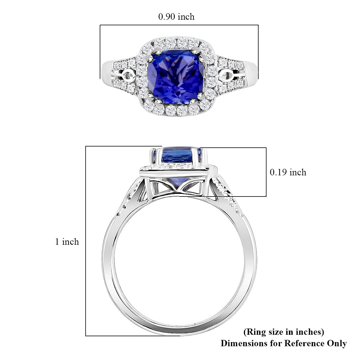 Certified & Appraised Rhapsody AAAA Tanzanite and E-F VS Diamond 2.10 ctw Ring in 950 Platinum (Size 7.0) 6.60 Grams  image number 4