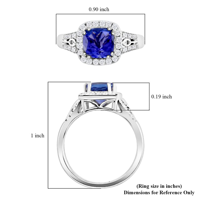 Certified & Appraised Rhapsody AAAA Tanzanite and E-F VS Diamond 2.10 ctw Ring in 950 Platinum (Size 7.0) 6.60 Grams