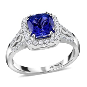 Certified & Appraised Rhapsody AAAA Tanzanite and E-F VS Diamond 2.10 ctw Ring in 950 Platinum (Size 8.0) 6.60 Grams 