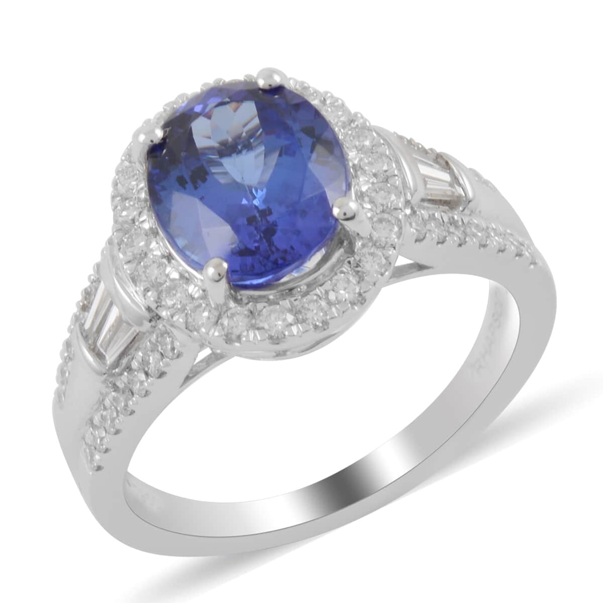 RHAPSODY 950 Platinum AAAA Tanzanite and E-F VS Diamond Ring (Size 6.0) 8.35 Grams 3.75 ctw image number 0