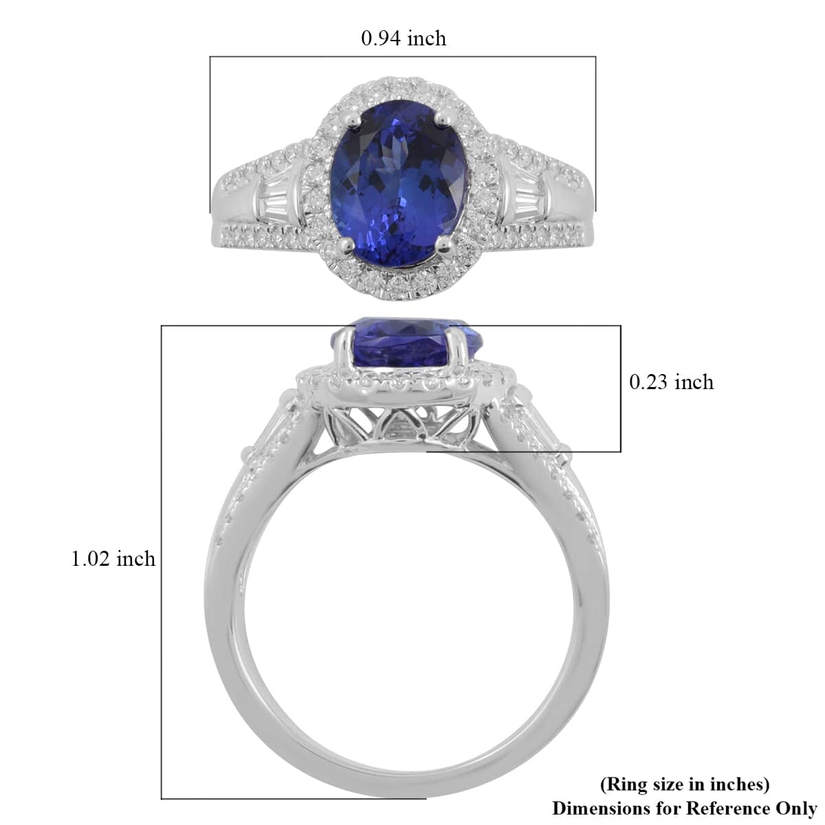 RHAPSODY 950 Platinum AAAA Tanzanite and E-F VS Diamond Ring (Size 6.0) 8.35 Grams 3.75 ctw image number 4