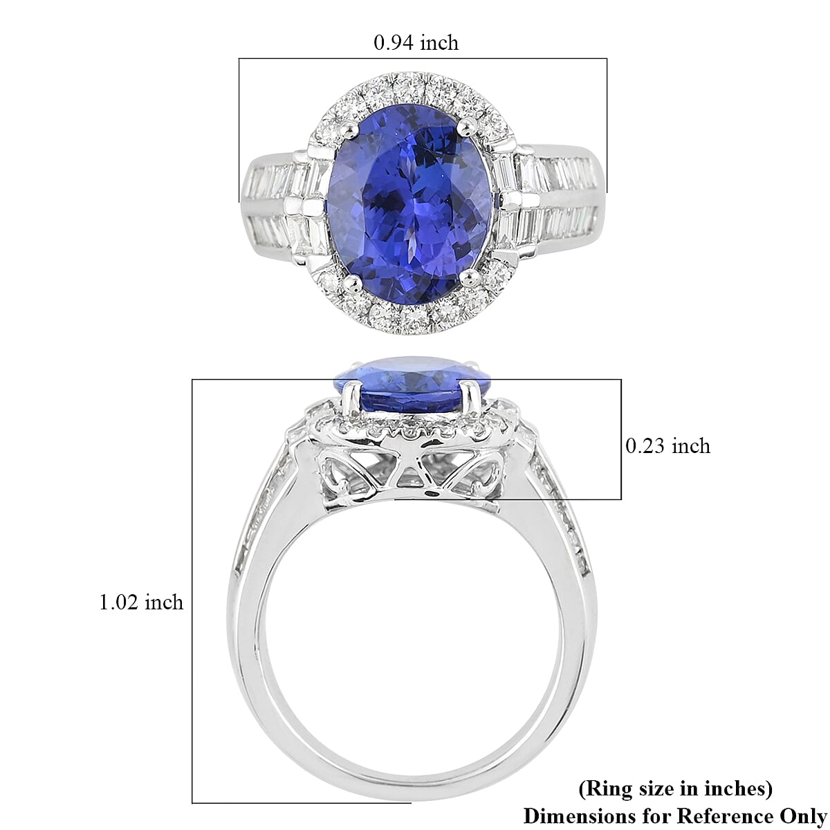 RHAPSODY 5.00 ctw AAAA Tanzanite and Diamond E-F VS Ring in 950 Platinum 10.85 Grams image number 4