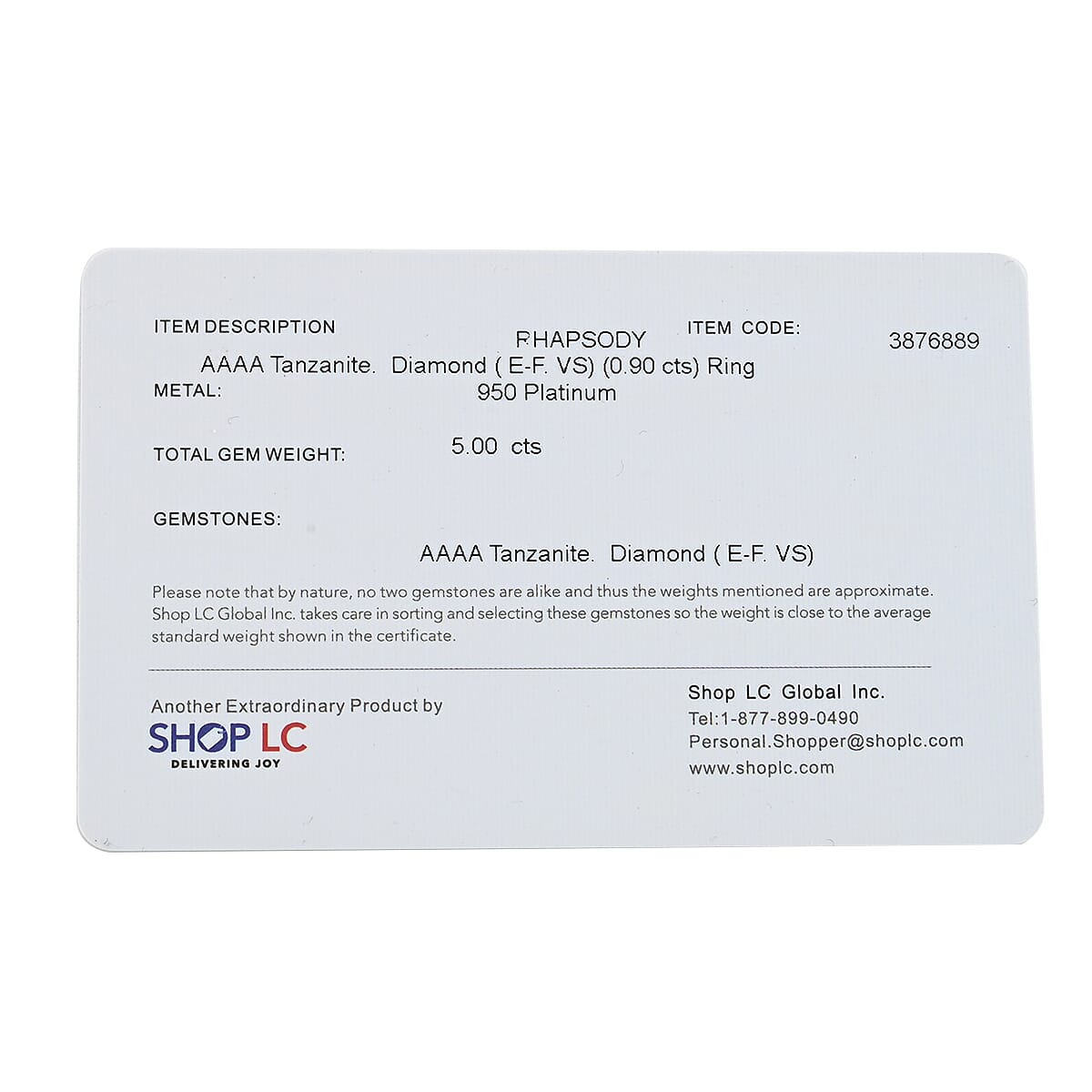 RHAPSODY 5.00 ctw AAAA Tanzanite and Diamond E-F VS Ring in 950 Platinum 10.85 Grams image number 5