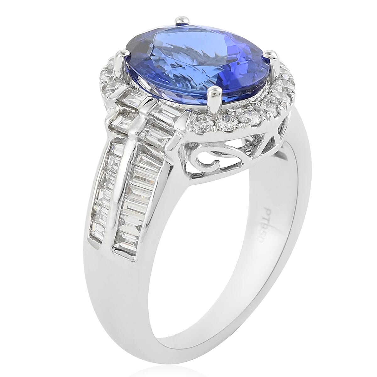 Rhapsody 950 Platinum AAAA Tanzanite and E-F VS Diamond Ring (Size 6.0) 10.85 Grams 5.00 ctw image number 2