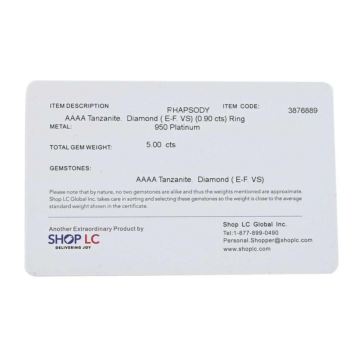 Rhapsody 950 Platinum AAAA Tanzanite and E-F VS Diamond Ring (Size 6.0) 10.85 Grams 5.00 ctw image number 5