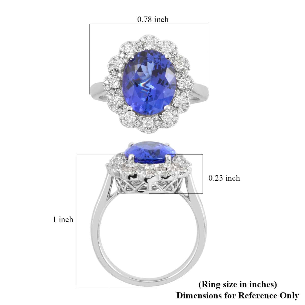 RHAPSODY 4.75 ctw AAAA Tanzanite and Diamond E-F VS Halo Ring in 950 Platinum 8.40 Grams image number 4