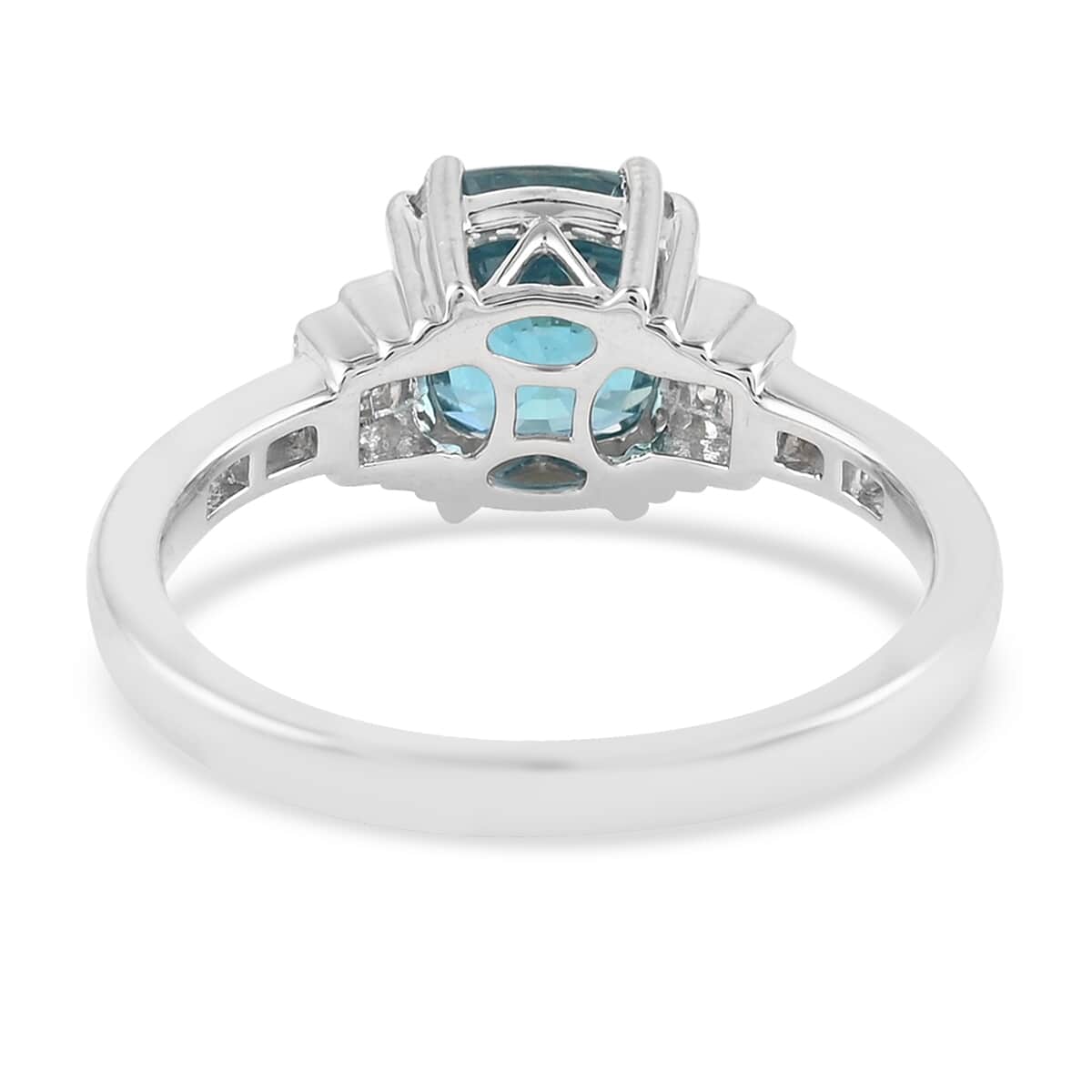 Rhapsody 950 Platinum AAAA Ratanakiri Blue Zircon and E-F VS Diamond Ring (Size 6.0) 4.90 Grams 3.65 ctw image number 3