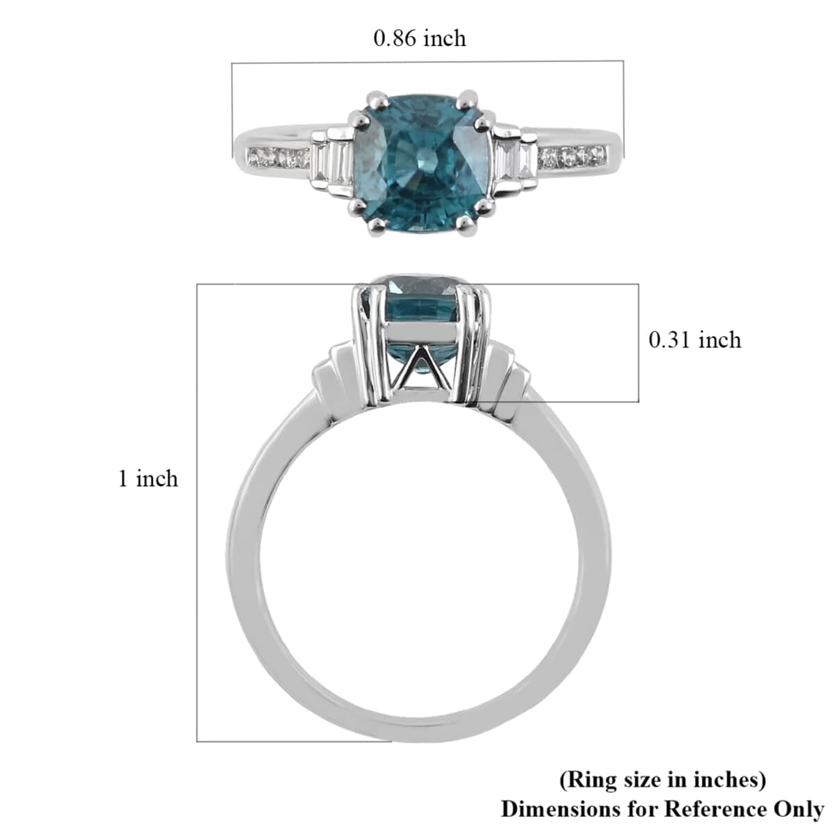 RHAPSODY 950 Platinum AAAA Ratanakiri Blue Zircon and Diamond E-F VS Ring 4.90 Grams 3.65 ctw image number 4