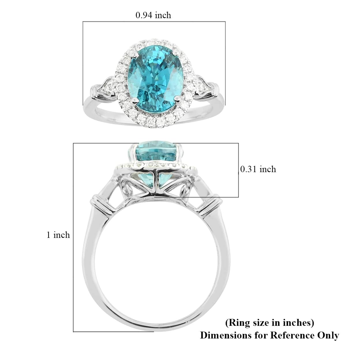 Certified & Appraised RHAPSODY 950 Platinum AAAA Blue Zircon and E-F VS Diamond Ring (Size 6.0) 6.20 Grams 5.70 ctw image number 4