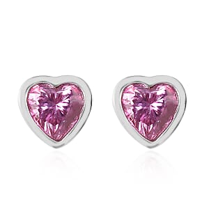 Pink Moissanite Stud Earrings in Rhodium Over Sterling Silver 1.00 ctw