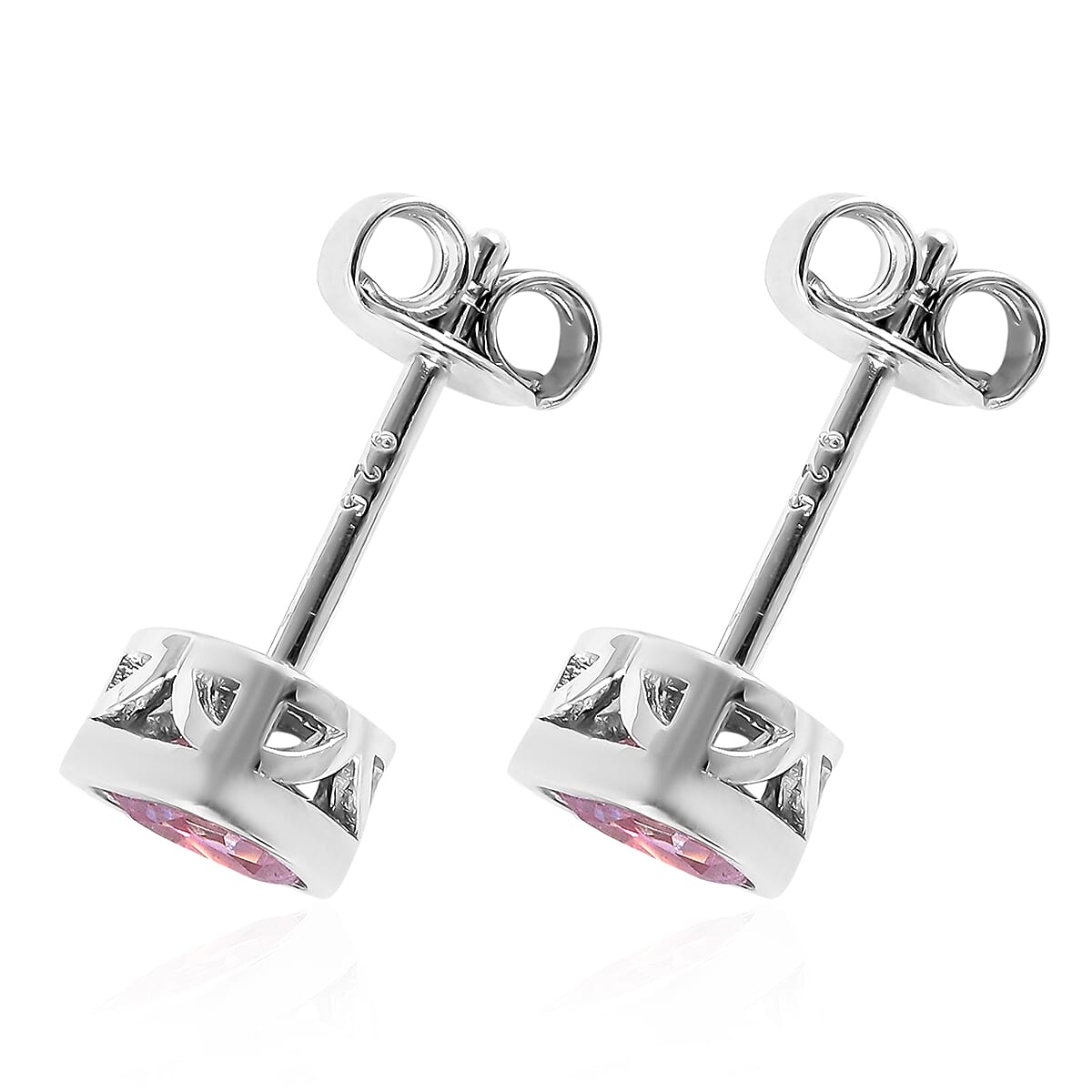 Pink Moissanite Stud Earrings in Rhodium Over Sterling Silver 1.00 ctw image number 3
