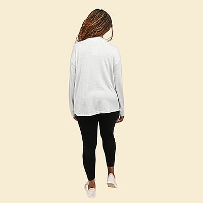 Tamsy Gray Casual Long Sleeves and V Neck Top - S