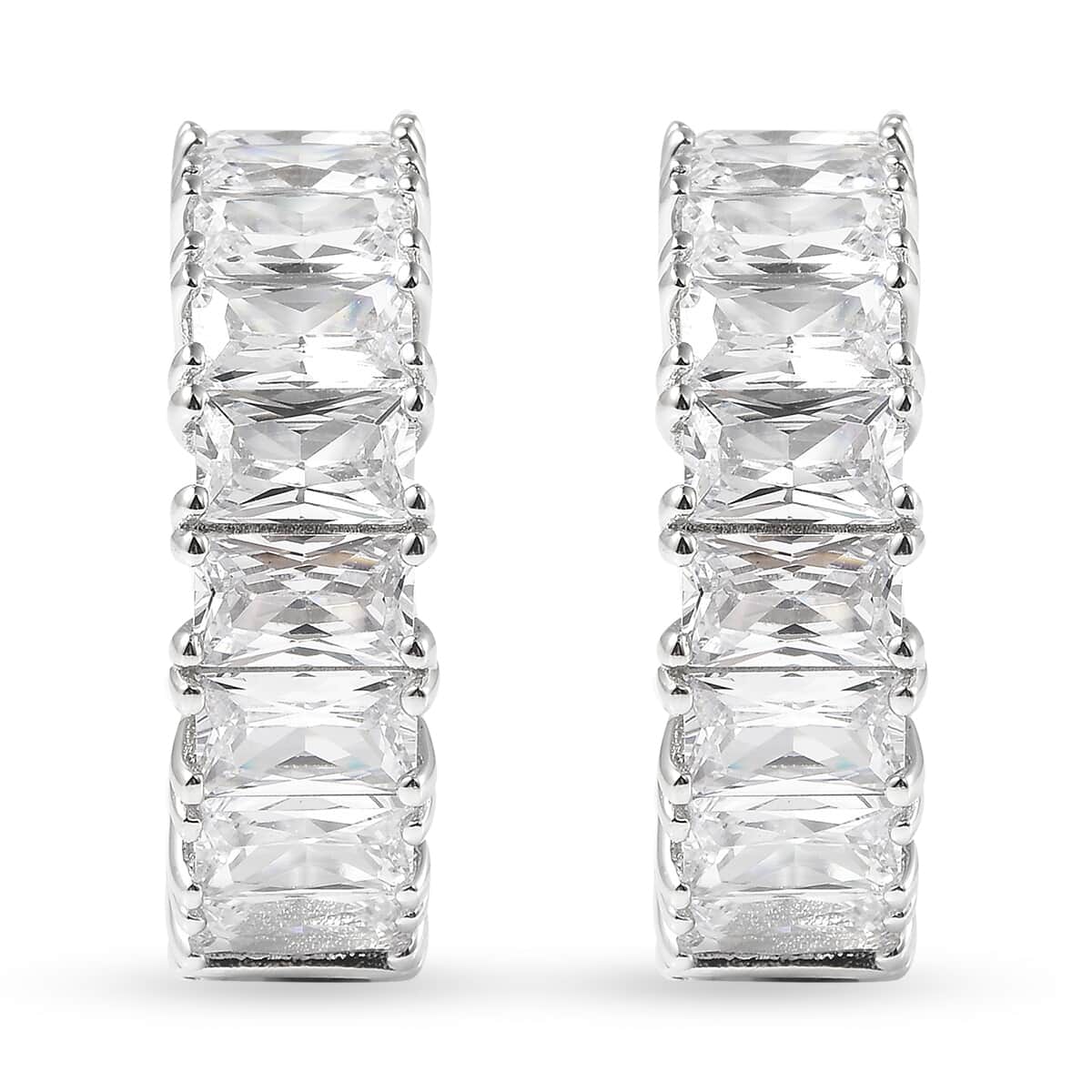 LUSTRO STELLA Finest CZ Inside Out Hoop Earrings in Sterling Silver 7.50 ctw image number 0