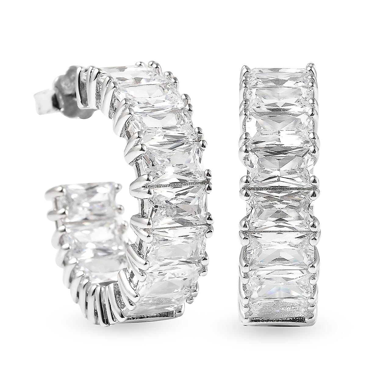 Lustro Stella Finest CZ Inside Out Hoop Earrings in Sterling Silver 7.50 ctw