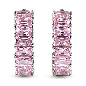 Lustro Stella Finest Pink CZ Inside Out Hoop Earrings in Sterling Silver 7.50 ctw
