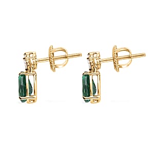 Certified and Appraised Iliana AAA Kagem Zambian Emerald and G-H SI Diamond 1.40 ctw Drop Earrings in 18K Yellow Gold