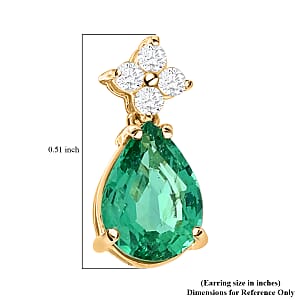 Certified and Appraised Iliana AAA Kagem Zambian Emerald and G-H SI Diamond 1.40 ctw Drop Earrings in 18K Yellow Gold