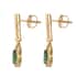 Iliana 18K Yellow Gold AAA Kagem Zambian Emerald and G-H SI Diamond Dangle Earrings 2.65 Grams 1.75 ctw image number 2