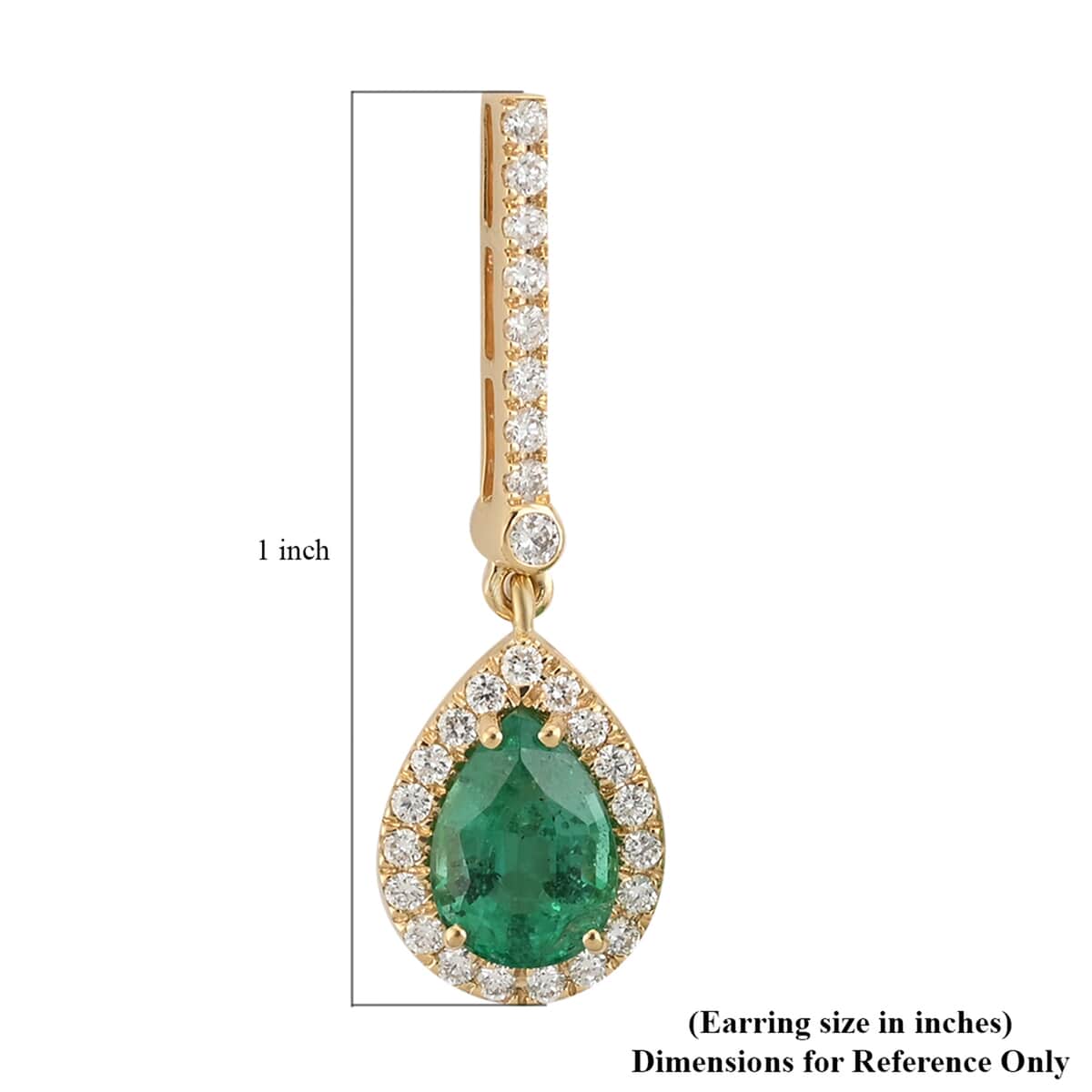 Iliana 18K Yellow Gold AAA Kagem Zambian Emerald and G-H SI Diamond Dangle Earrings 2.65 Grams 1.75 ctw image number 3