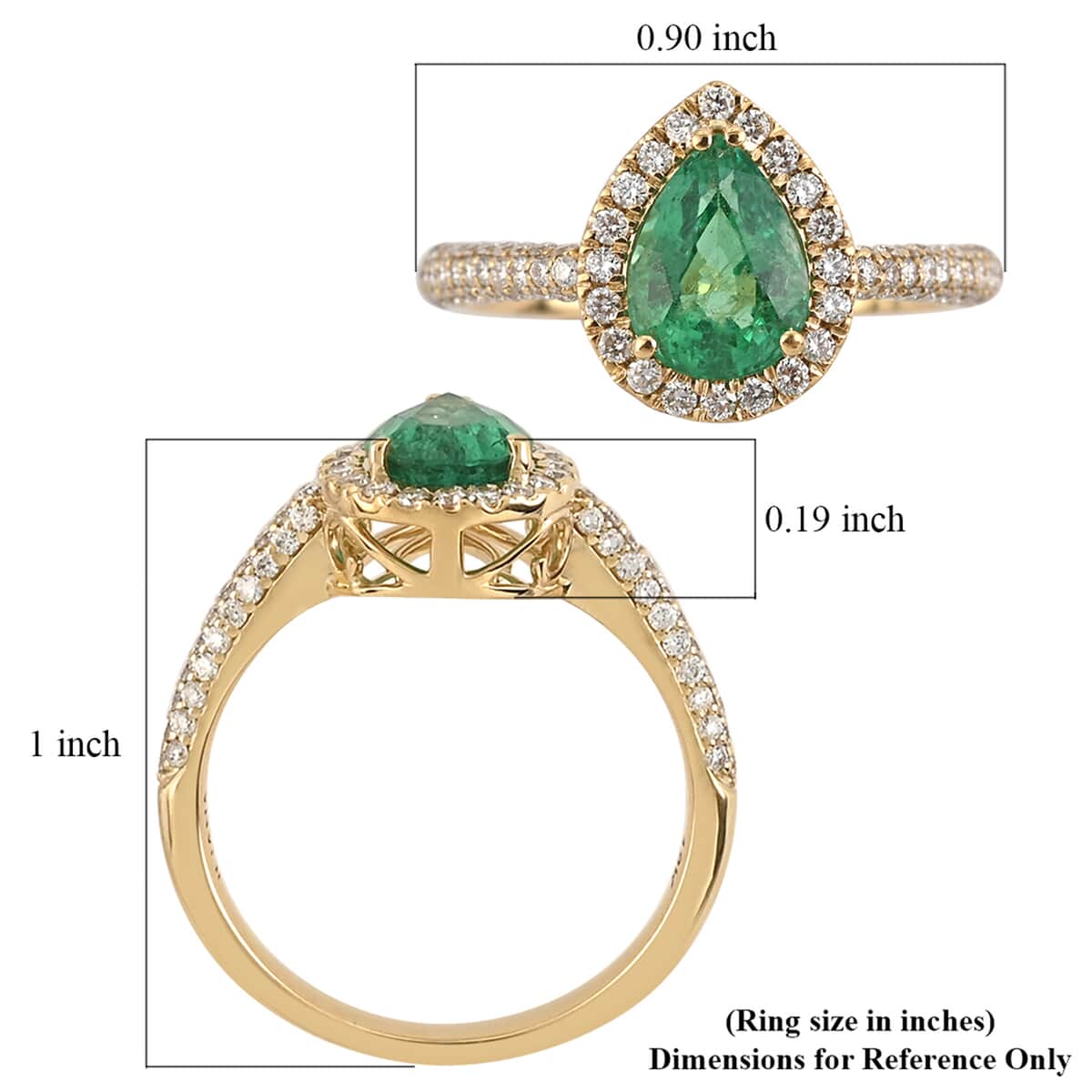 ILIANA 18K Yellow Gold AAA Kagem Zambian Emerald and Diamond G-H SI Halo Ring (Size 10.0) 3.76 Grams 1.50 ctw image number 4