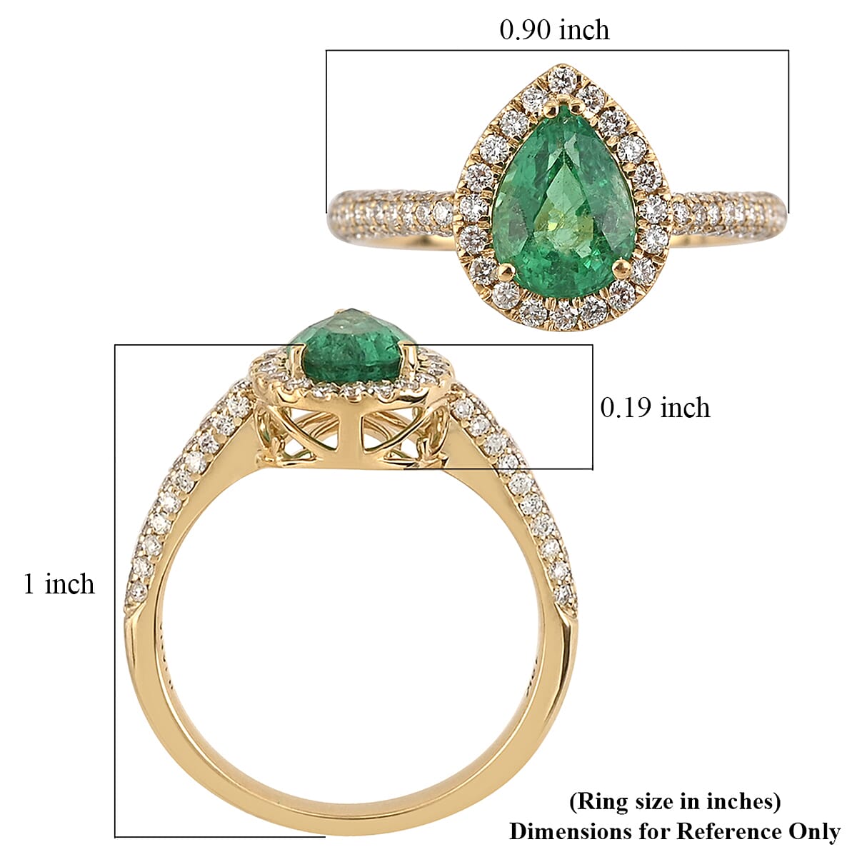 Iliana 18K Yellow Gold AAA Kagem Zambian Emerald and Diamond G-H SI Halo Ring (Size 9.0) 1.50 ctw image number 4