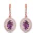 Appraised Iliana 18K Rose Gold AAA Purple Sapphire and G-H SI Diamond Double Halo Dangle Earrings 2.40 ctw image number 0