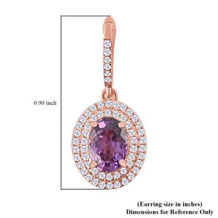 Appraised Iliana 18K Rose Gold AAA Purple Sapphire and G-H SI Diamond Double Halo Dangle Earrings 2.40 ctw image number 4