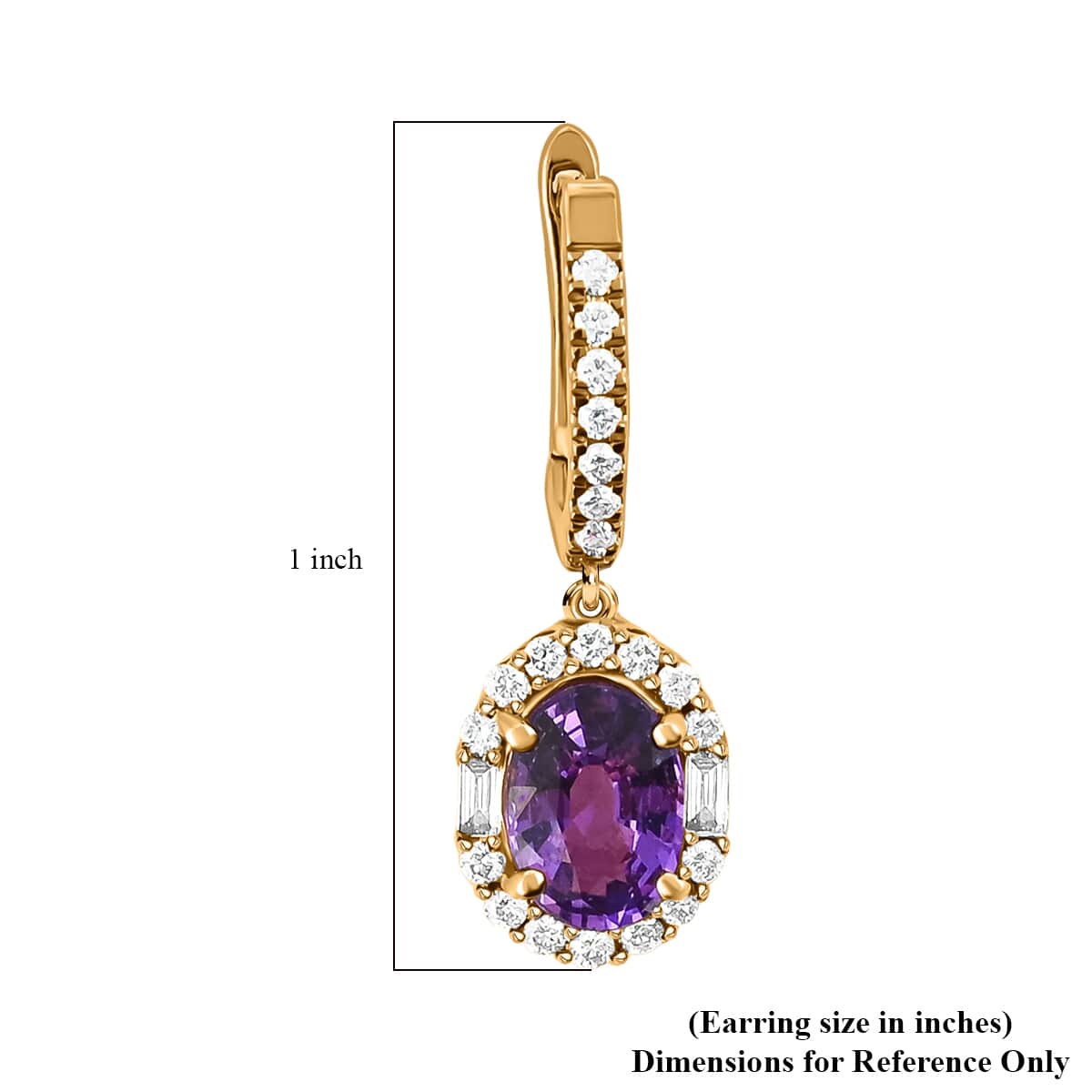 Appraised Iliana 18K Rose Gold AAA Purple Sapphire and G-H SI Diamond Halo Dangle Earrings 2.25 ctw image number 4
